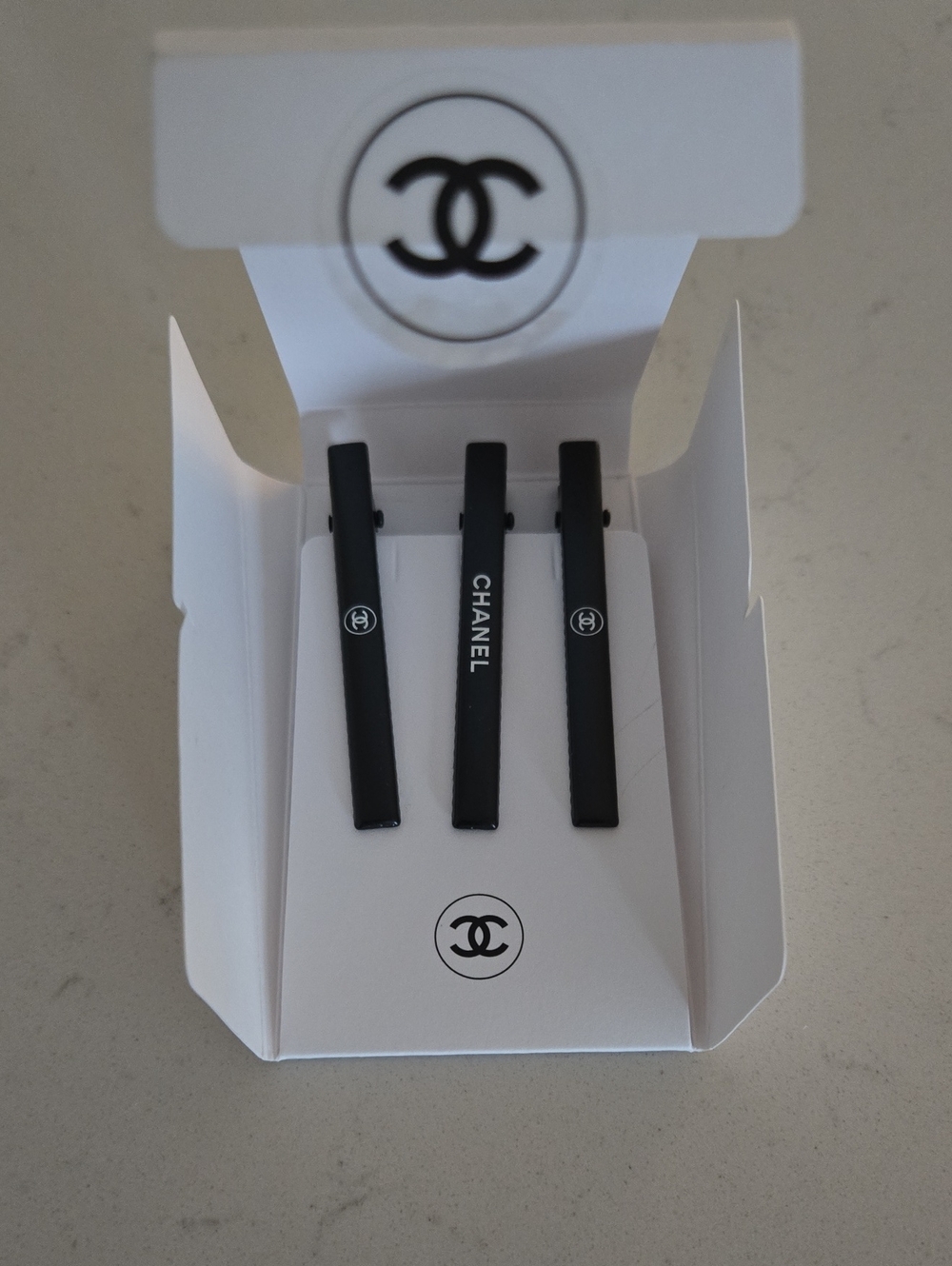 New Never Used Chanel Black Hair Clips Set 3x CHANEL Beauty Gift Hair Accesories